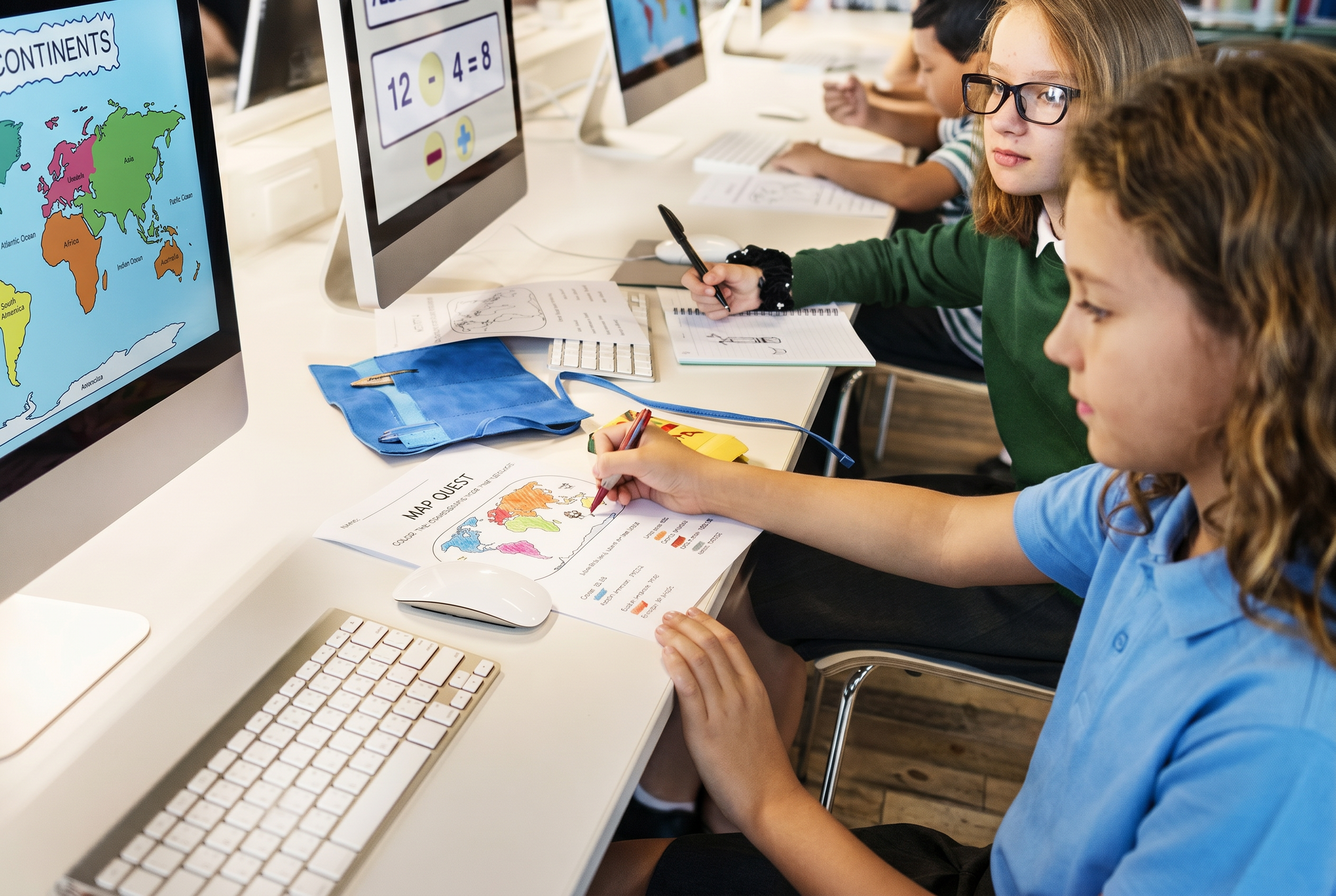 Children building technology projects with DigitalBricks learning blocks